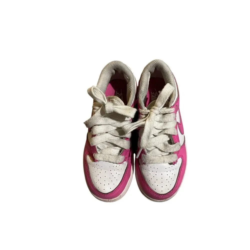 Nike dunk low GS white fuchsia girls sneakers 11 C
